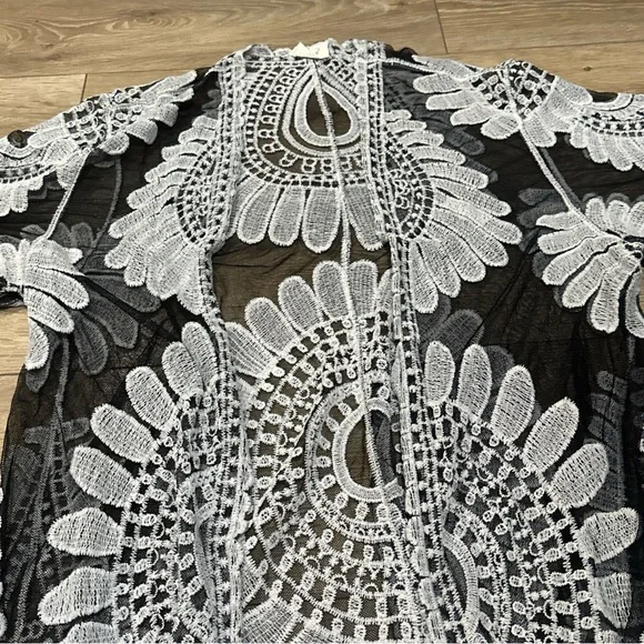 Ember Sheer Mesh Crochet Kimono Duster Boho Whimsigoth - Picture 5 of 11